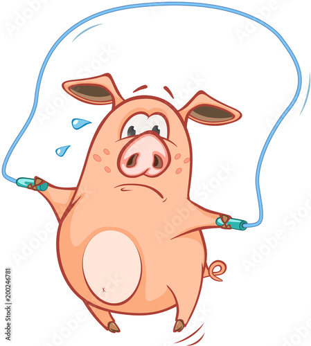 Illustration of a Cute Pig. Cartoon Character 