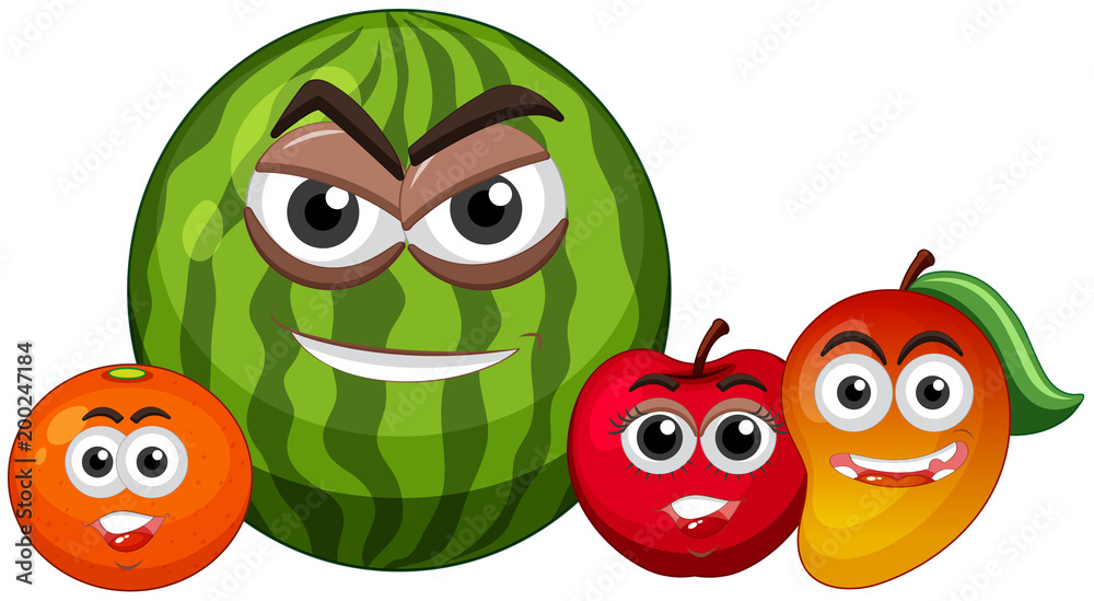 Fresh fruits with facial expressions Fresh fruits with facial expressions