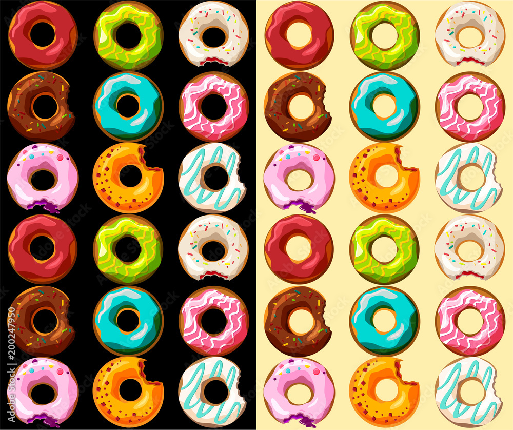 Fototapeta premium Pattern with colored glazed donuts.