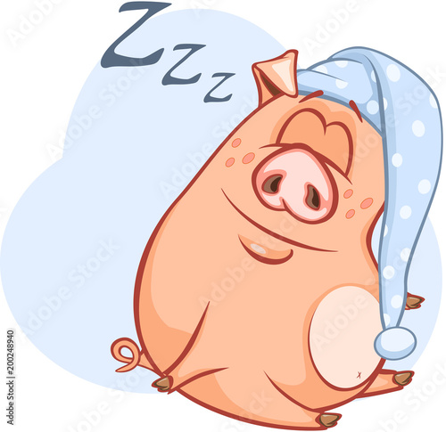  Illustration of a Cute Pig. Cartoon Character