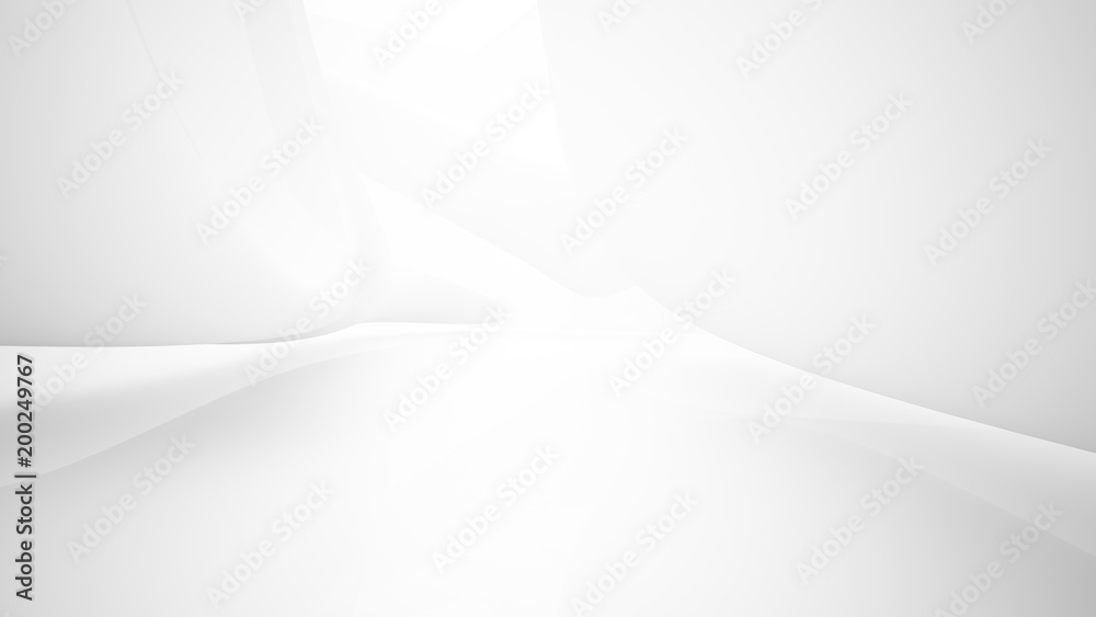 Fototapeta premium White smooth abstract architectural background. 3D illustration and rendering