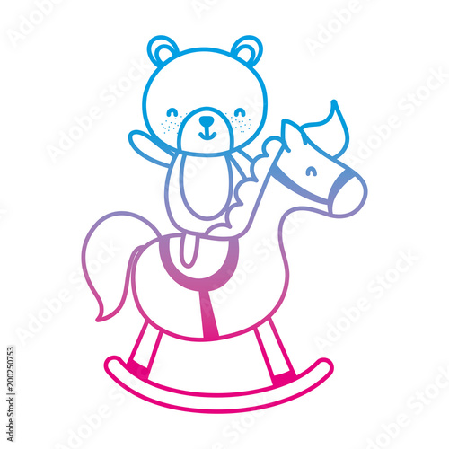 degraded line bear teddy ride rocking horse