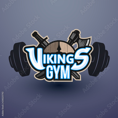 Vikings sport logo, vector emblem for gym