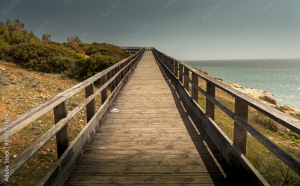 Wooden pathway on beach