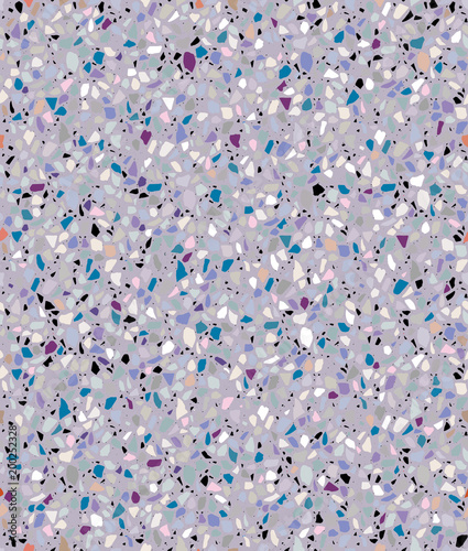 Terrazzo seamless pattern. Ultraviolet colors. Marble.