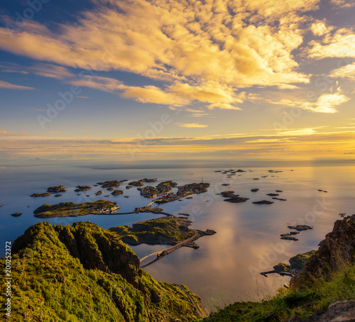 View from mount Festvagtinden in Norway photo