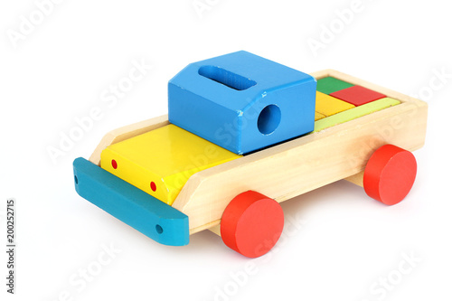 Wooden Toys. For children. Old toy on a wooden background