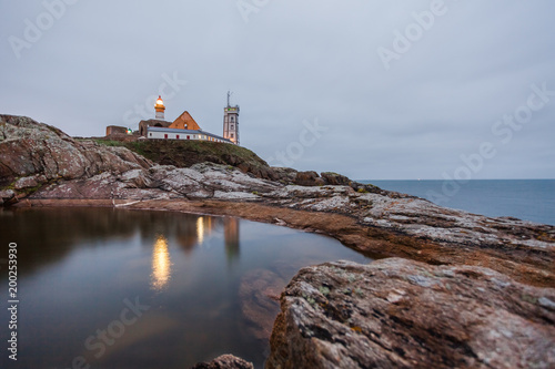 View of Lighthouse of Saint Mathieu in Brittany in France in Brittany in France photo