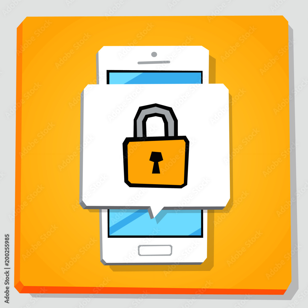 Smartphone 3d isometry flat design vector illustration. Block notification on mobile phone screen. Closed padlock. User account protect, secure authorization, access denied, secure login. Smartphone 3d isometry flat design vector illustration. Block notification on mobile phone screen. Closed padlock. User account protect, secure authorization, access denied, secure login.
