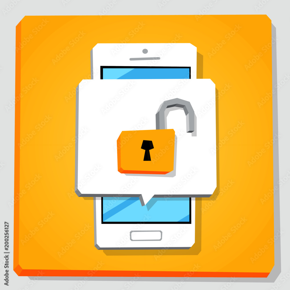 Smartphone 3d isometry flat design vector illustration. Unlock notification on mobile phone screen. Open padlock. User account protect, secure authorization, privacy access allowed, secure login. Smartphone 3d isometry flat design vector illustration. Unlock notification on mobile phone screen. Open padlock. User account protect, secure authorization, privacy access allowed, secure login.