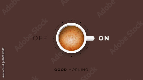 Good Morning. Conceptual Motivation Illustration. Vector Cup Of Coffee