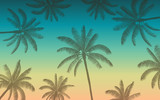 Silhouette palm tree in flat icon design with vintage color background