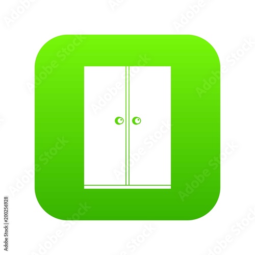 Wooden wardrobe icon digital green