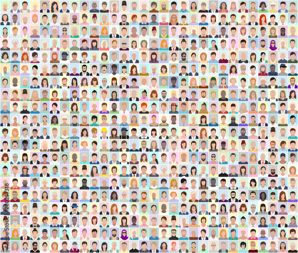 Fototapeta premium Set of people portraits, vector