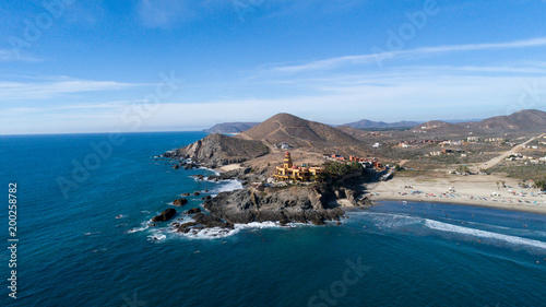 Aerial views of Cerritos beach in Todos Santos, Mexico, Baja California Sur.