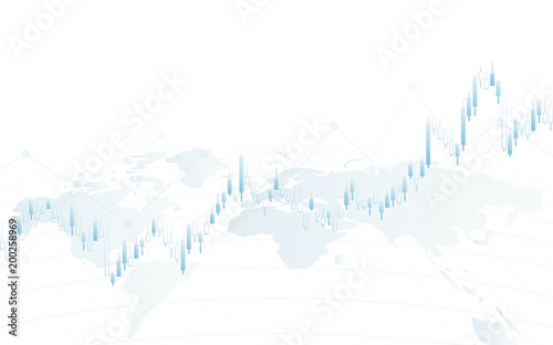 Abstract financial background with world map and chart on white color