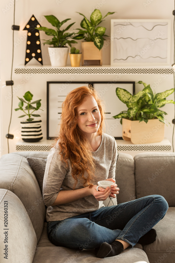 Girl drinking tea Girl drinking tea