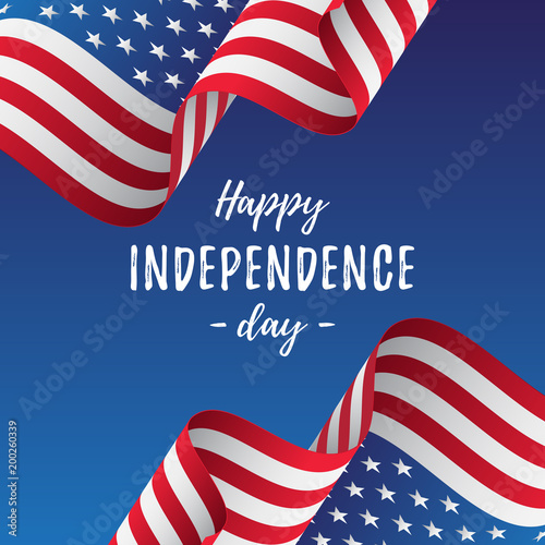 Banner or poster of USA independence day celebration. USA flag. Vector illustration.