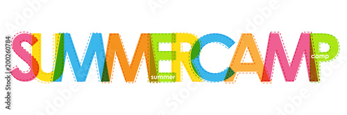 "SUMMER CAMP" Multicoloured Vector Letters Icon