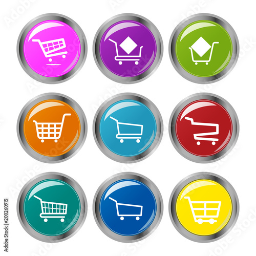 shopping cart button icon set