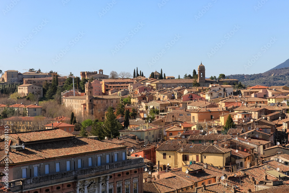 Panoramic view of the old italian town Perugia