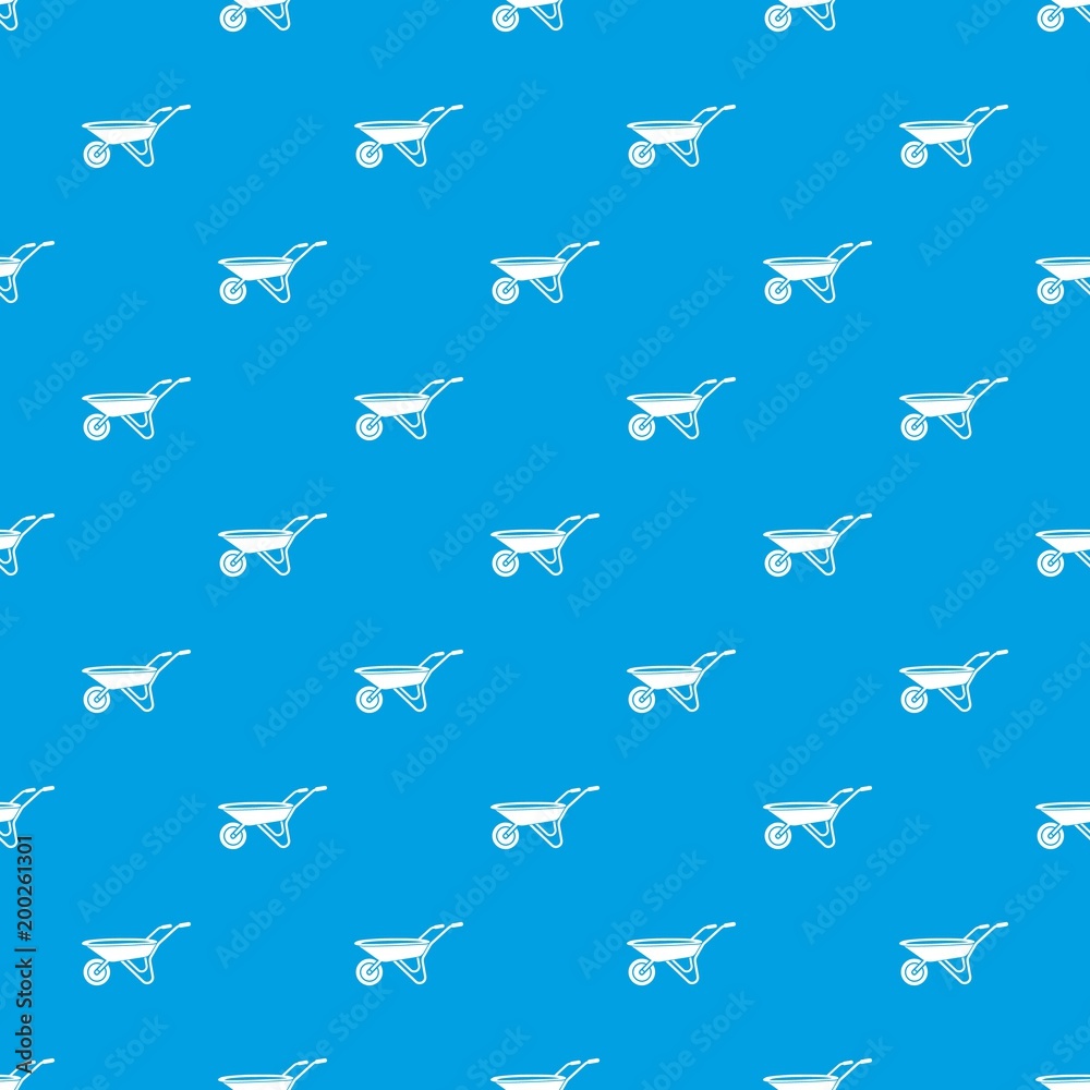 Wheelbarrow pattern vector seamless blue Wheelbarrow pattern vector seamless blue