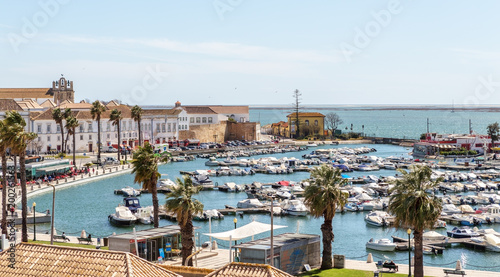 View of old city of Faro from the top, to the marina photo
