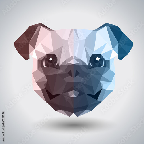 Abstract polygonal tirangle animal pug-dog. Hipster animal illustration.