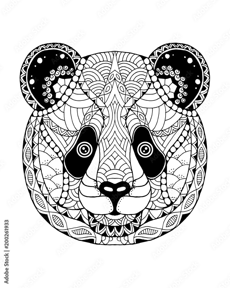 Obraz premium Zentangle miś panda stylizowane. Ilustracja wektorowa odręczne