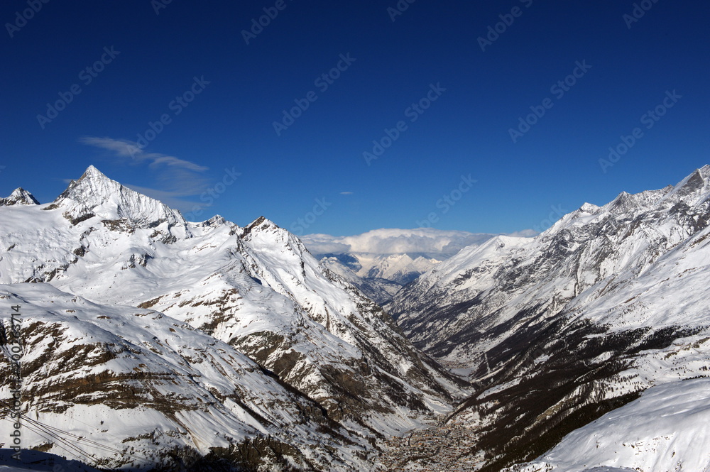 France. Panorama of the Alps in sunny weather
