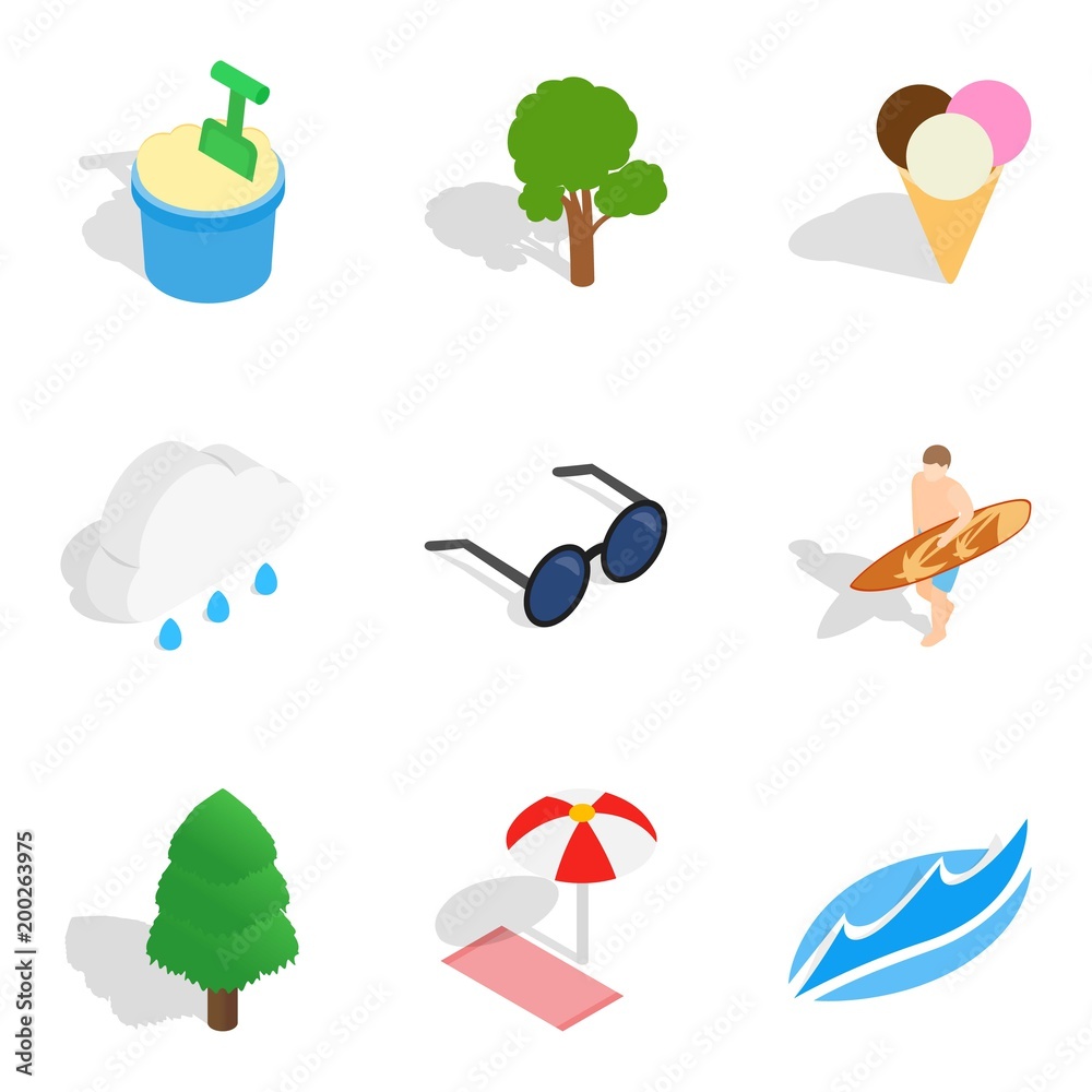 Obraz premium Leisure activity icons set, isometric style