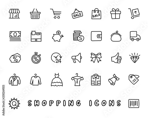 shopping hand drawn icon design illustration, line style icon, designed for app and web