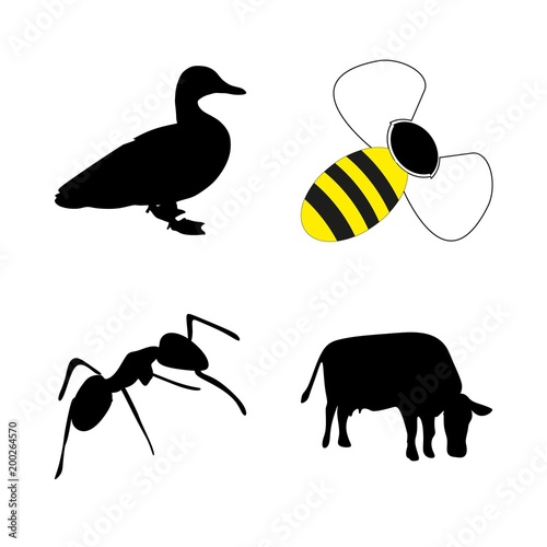icon Animal with anthill, bumblebee, bee, honeybee and caricature