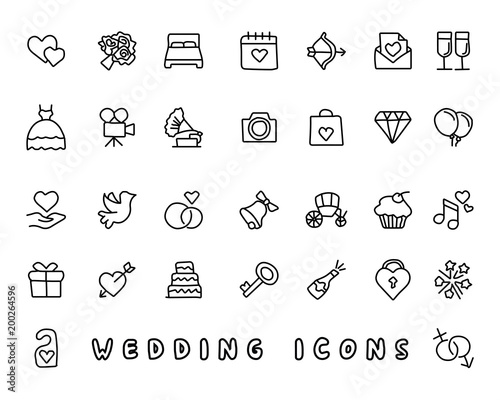 wedding hand drawn icon design illustration, line style icon, designed for app and web