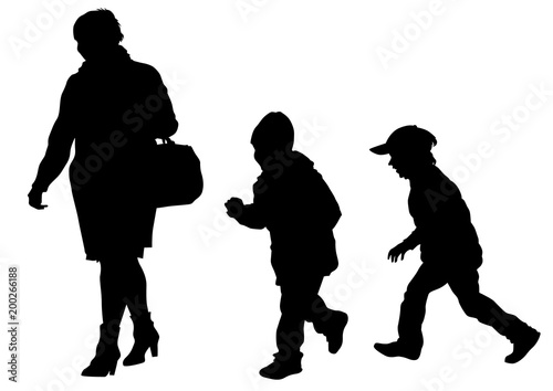 Families with little child on white background