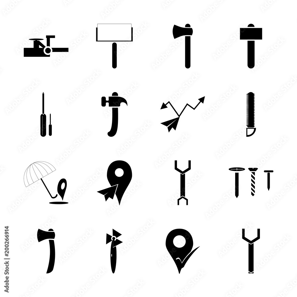 Obraz premium icon Instruments And Tools with logo, tools, repairing tools, chart and gps