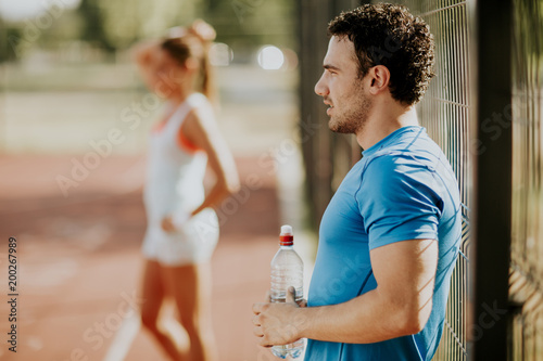 Woman training with persona...