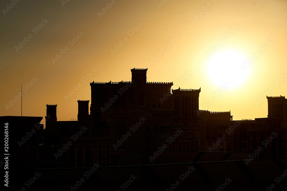 An Arabian style building. Sunset