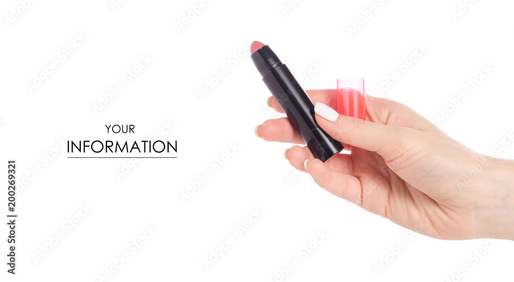 Lipstick pink red in hand pattern Lipstick pink red in hand pattern