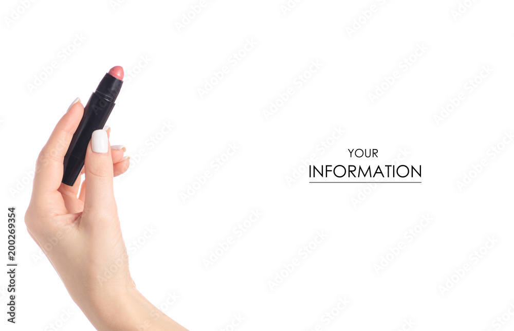 Lipstick pink red in hand pattern Lipstick pink red in hand pattern