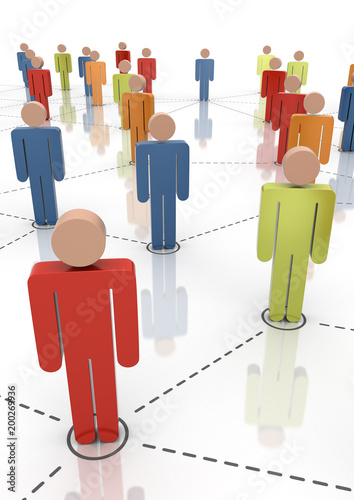 Network of people, 3D rendering