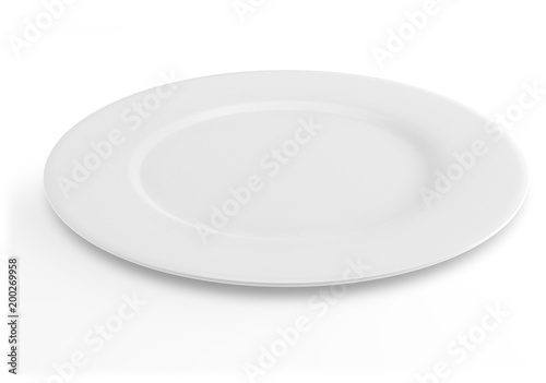 Empty white dinner plate isolated on white background