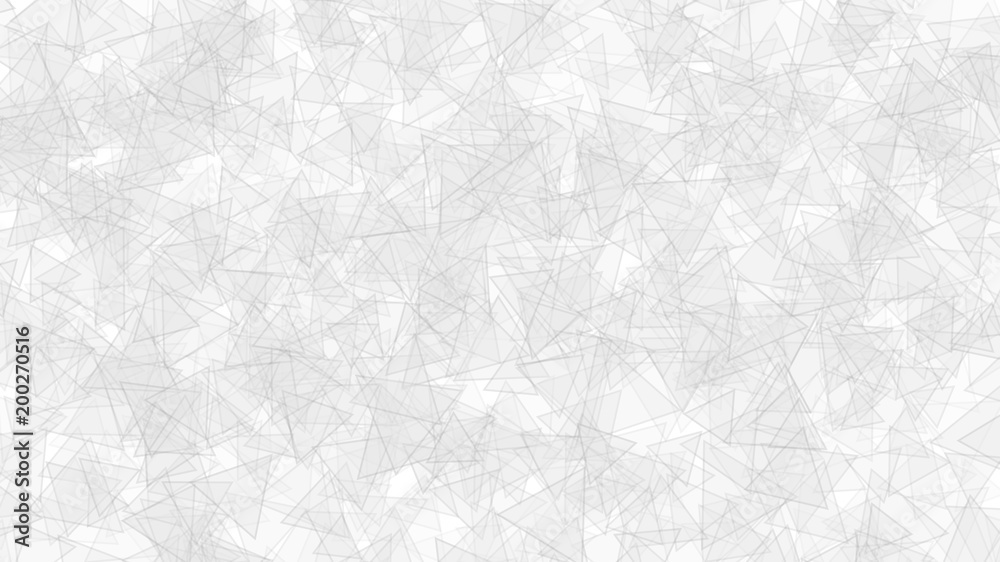 Abstract light background of translucent triangles with outlines. Backdrop with randomly distributed geometric shapes in white colors.