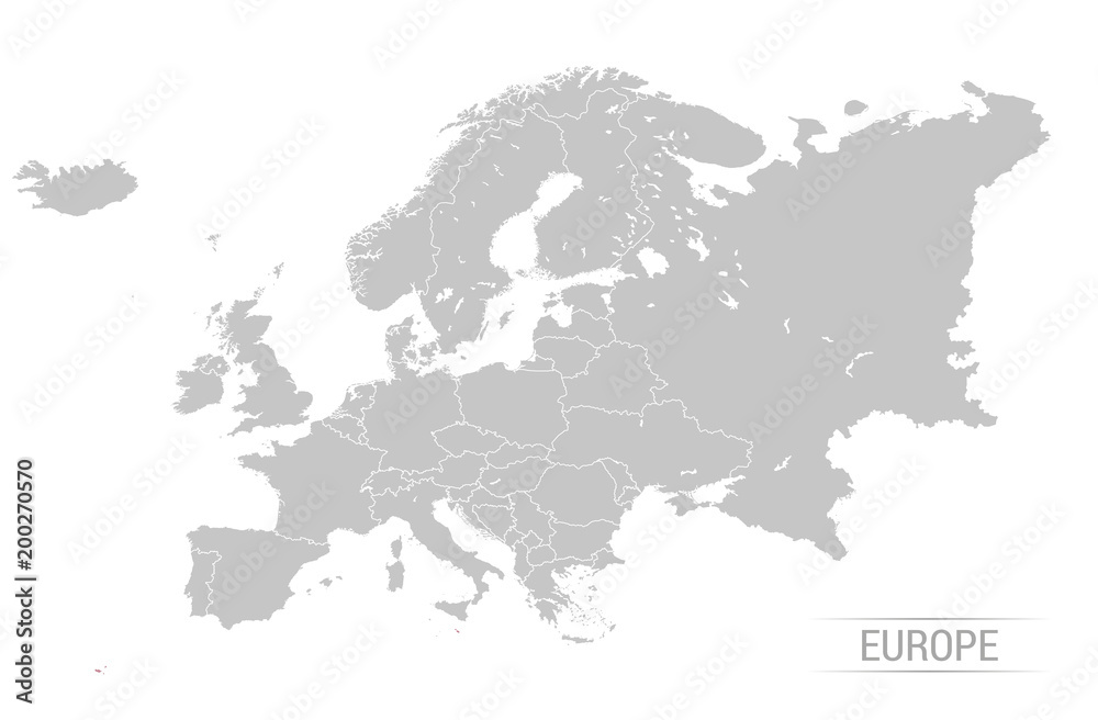 Naklejka premium Grey Europe map Vector illustrations