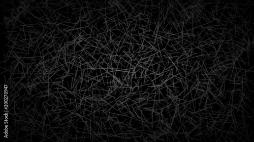 Abstract dark background of lines or scratches, white on black.