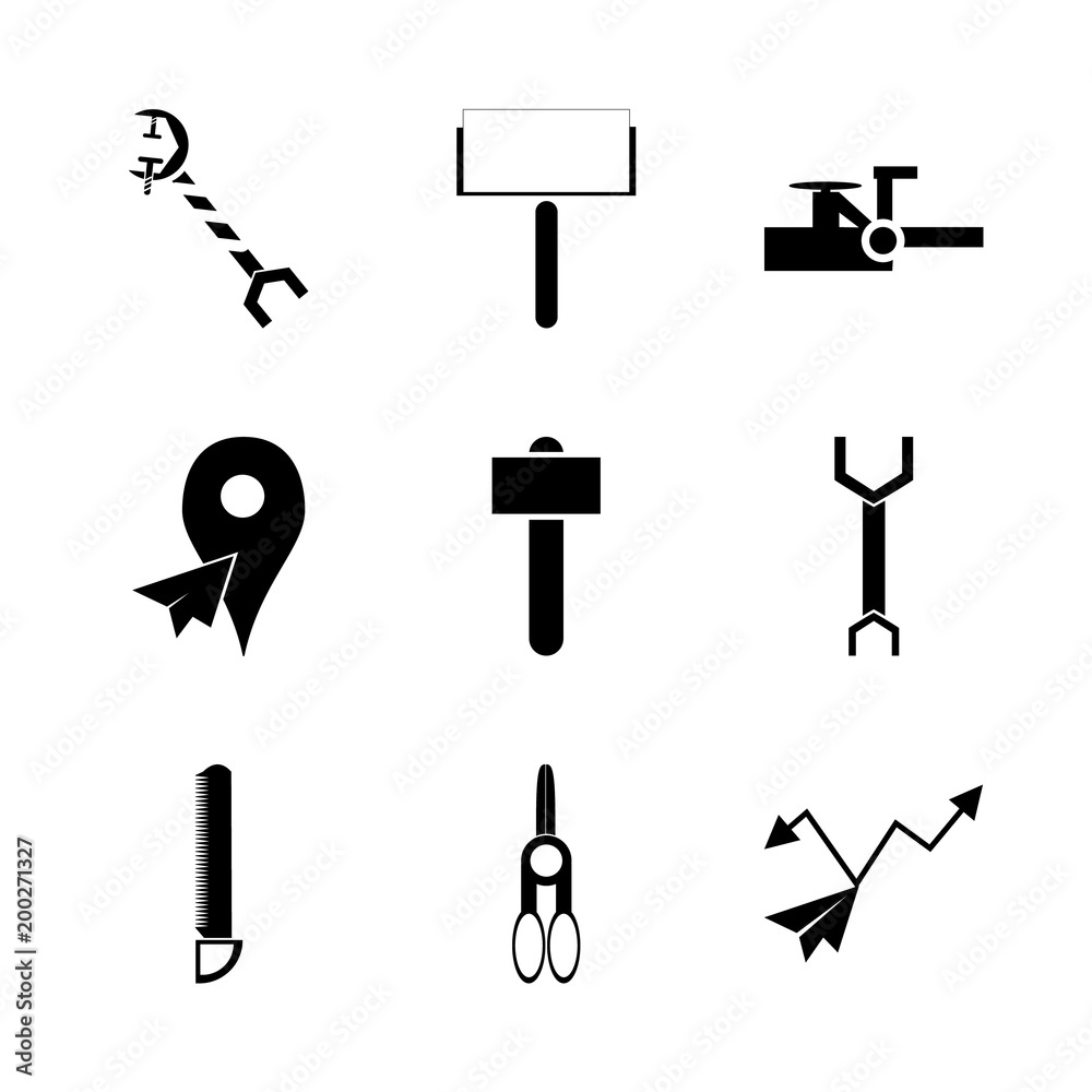 Fototapeta premium icon Instruments And Tools with isolated, dotted, fire hose, concept and big