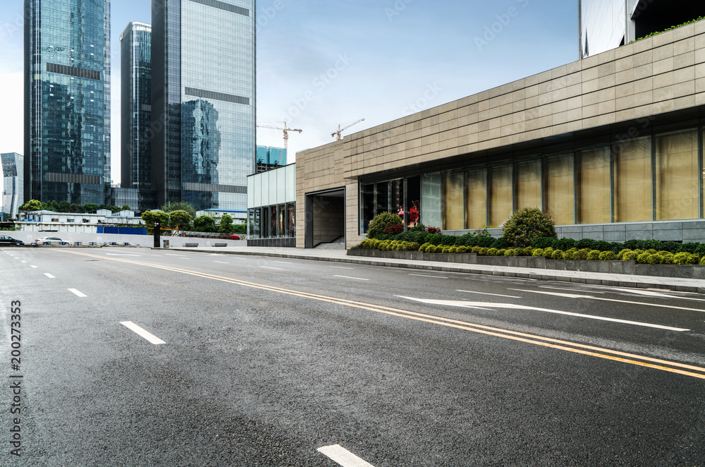 empty highway with cityscape and skyline of chongqing,China.