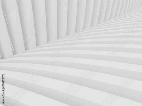 Abstract of white curved architectural pattern background,Concept of future modern facade design on architecture,3d rendering 