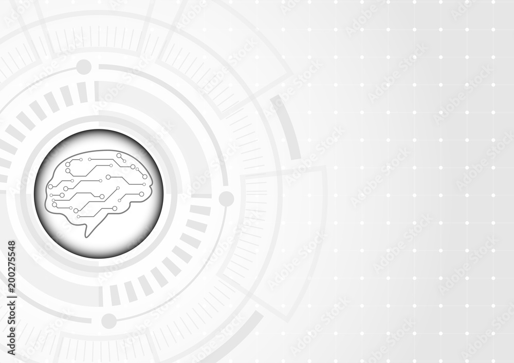 Futuristic brain icon on abstract white background Futuristic brain icon on abstract white background
