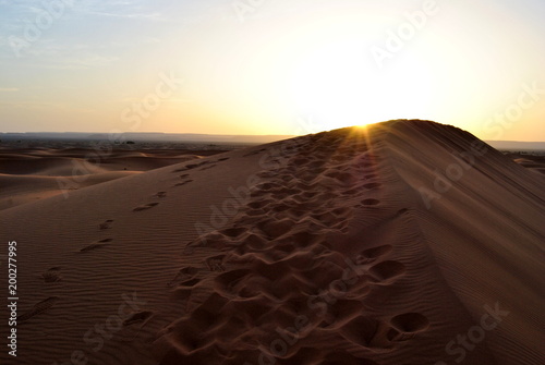 Dunas del Sahara  Marruecos  atardecer